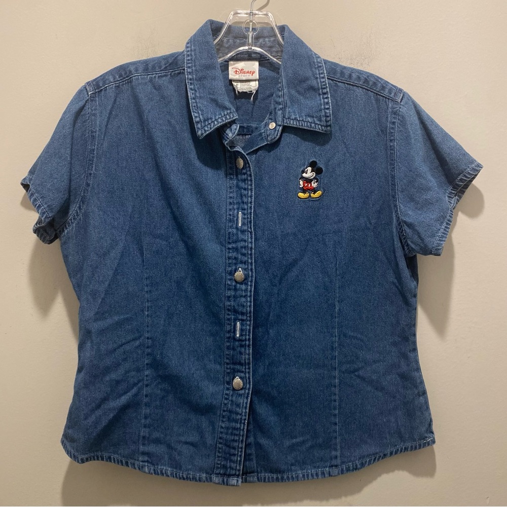 Vintage 1990’s Disney Mickey Mouse Denim Button-Down Jean Shirt Women’s Size M